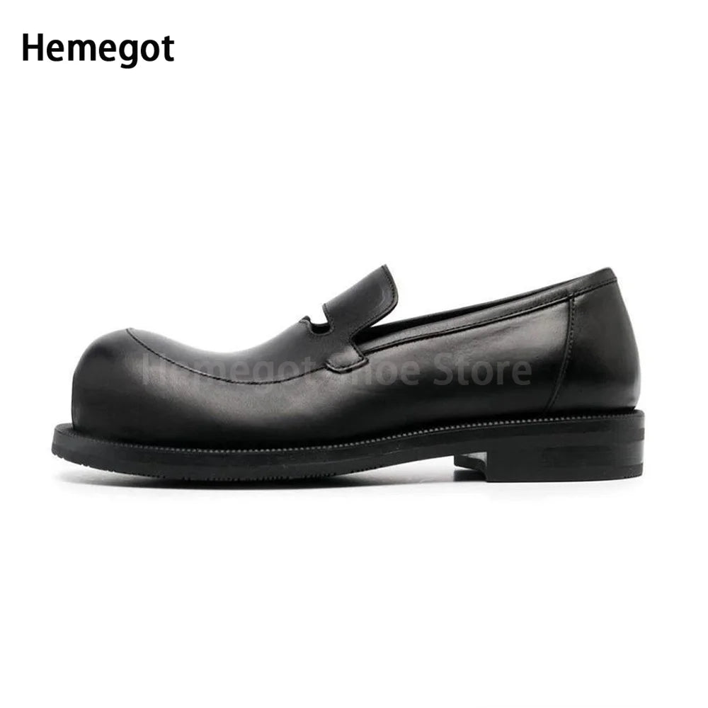 RETRO CHUNK - Men's Chunky Slip-On Loafers - Breathable Round Toe Flat Casual Shoes in Green & Black