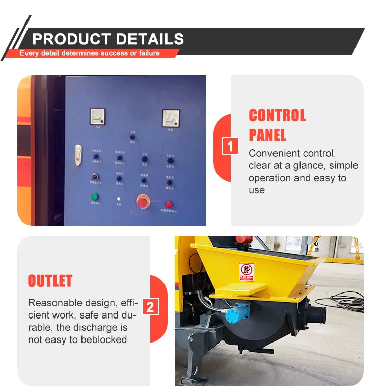 Electric Trailer Concrete Pump - 15-40 m³/h - 500 m Reach