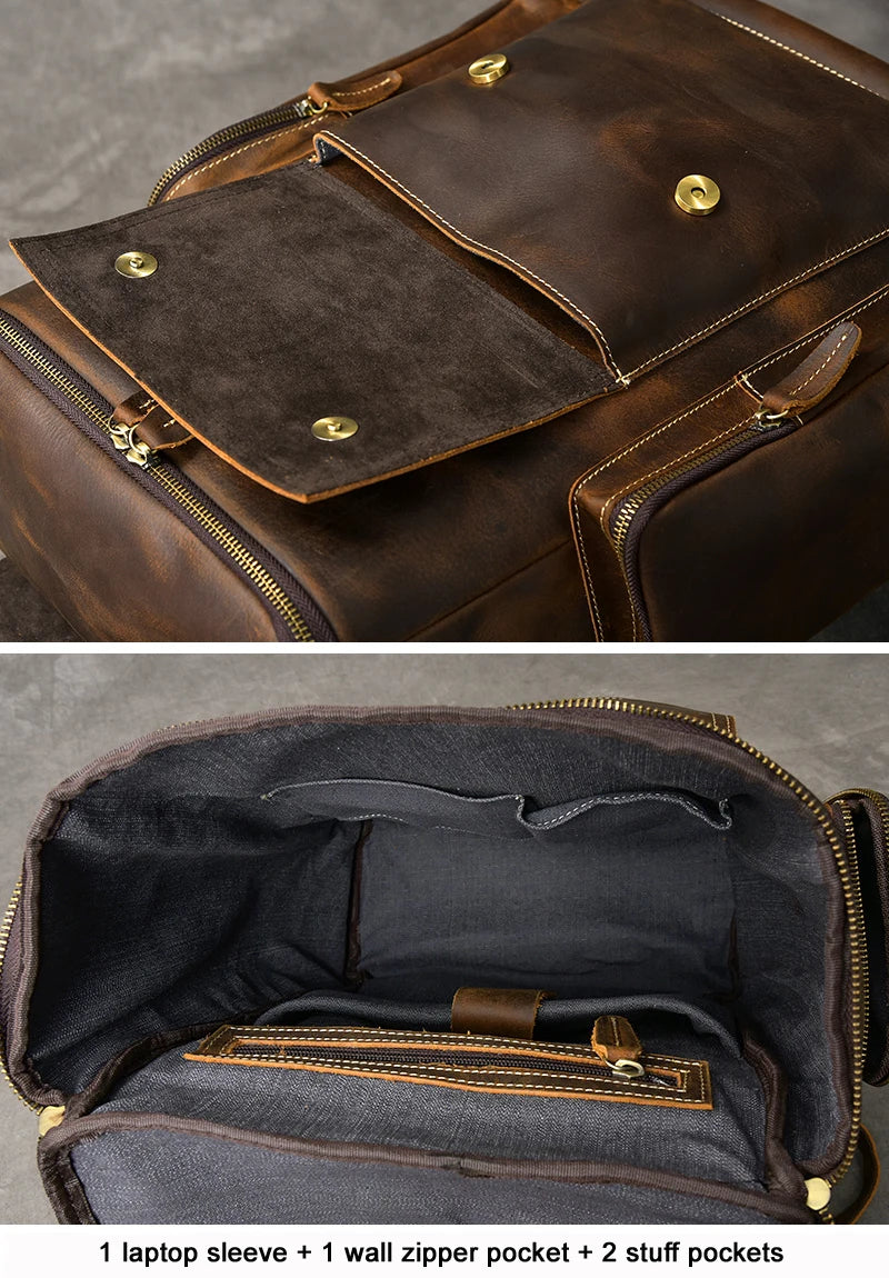 Vintage Crazy Horse Leather Backpack
