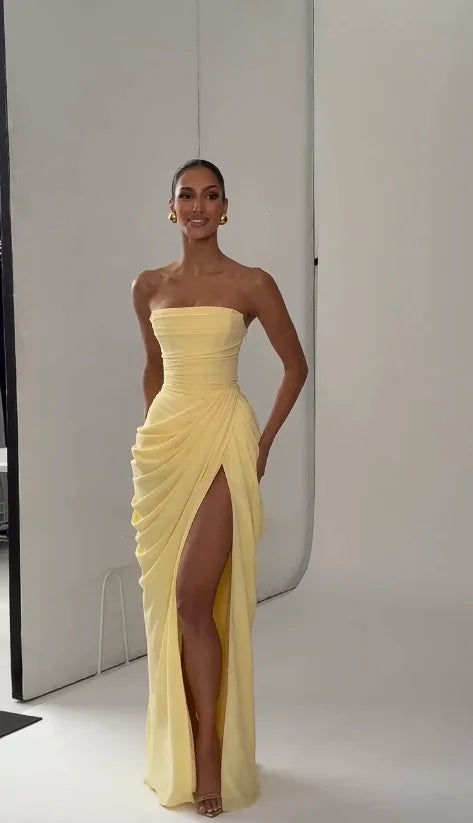 Women Yellow Low Cut Backless High Waisted Dress Lace Up Sleeveless Waist Cincher Spaghetti Strap Vestidos Party Club Women Robe