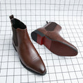 Men's Chelsea Boots - Slip-On Business Ankle Boots Round Toe Low Heel