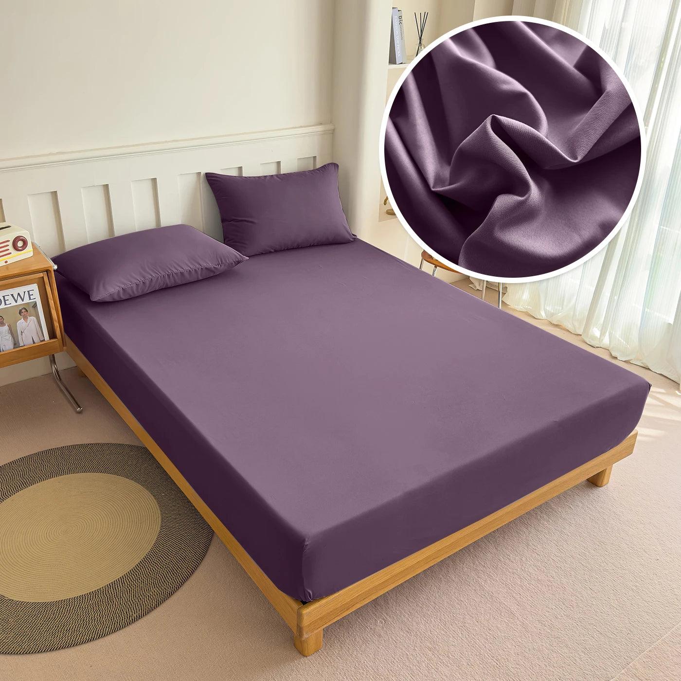 CLEAN HOLD - Solid Color Fitted Sheet - Elastic Band, 200 TC, 5 Colors