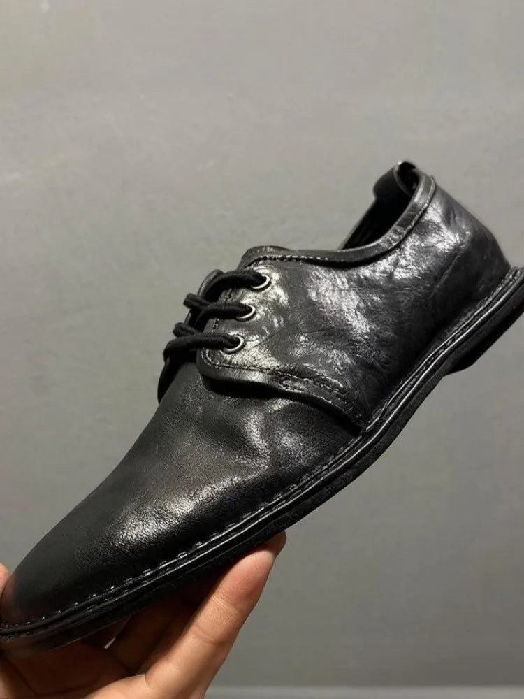 Men's Horsehide Genuine Leather Derby Shoes - British Style Handmade Business EU 38-44