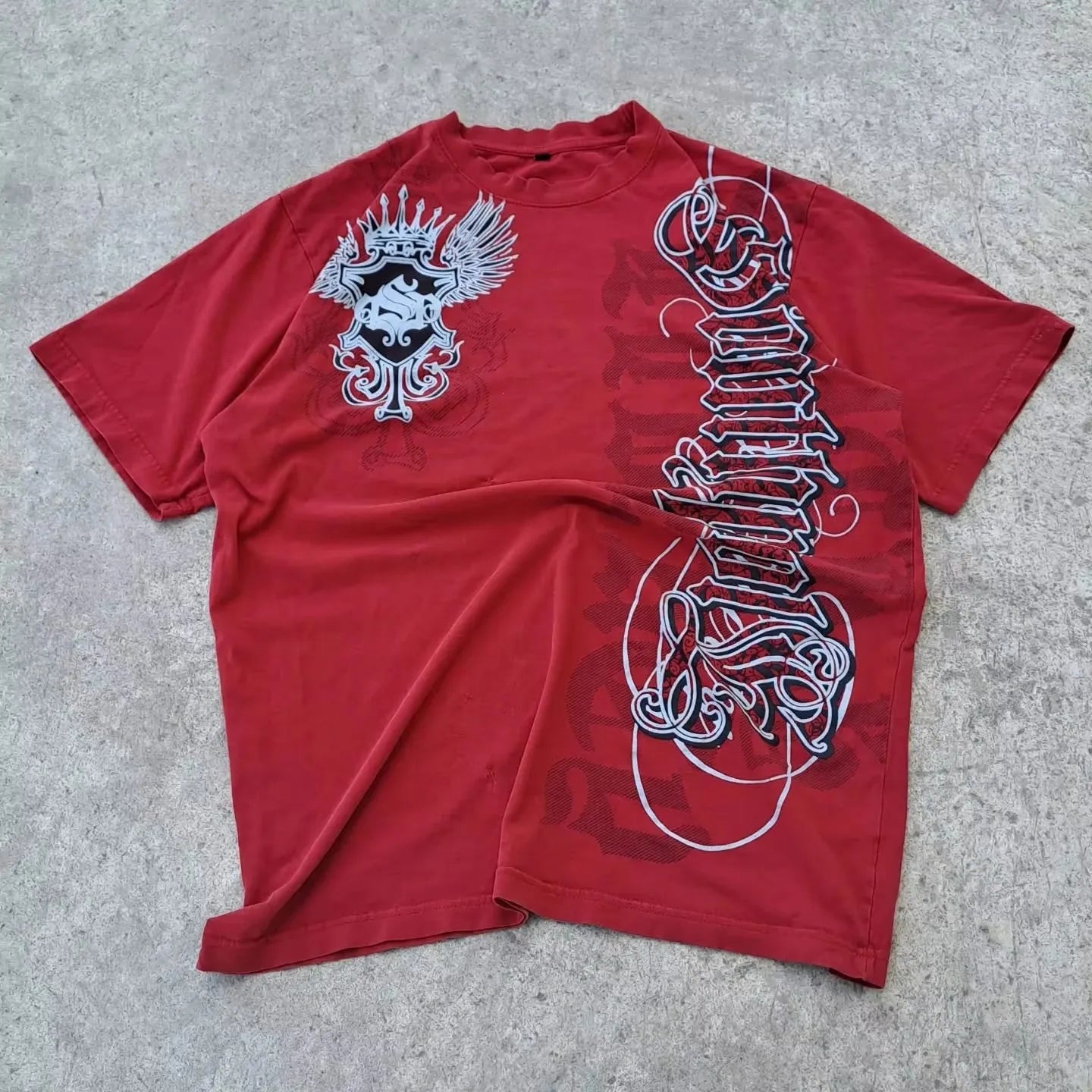 High Street Southpole Short Sleeve Women Y2K Graphic Print Oversized T Shirt Harajuku Gothic Round Neck Cotton Short Sleeve Tops