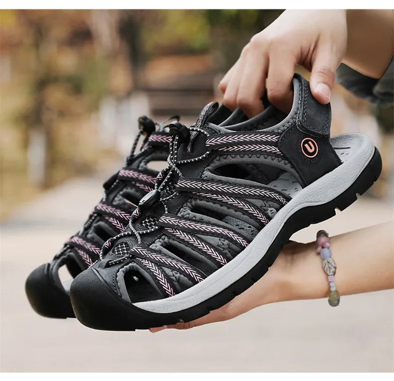 Summer Genuine Leather Women's Sandals Comfortable Sandals 2025 New Designer Sneakers Lightweight Outdoor Women Beach Sandals