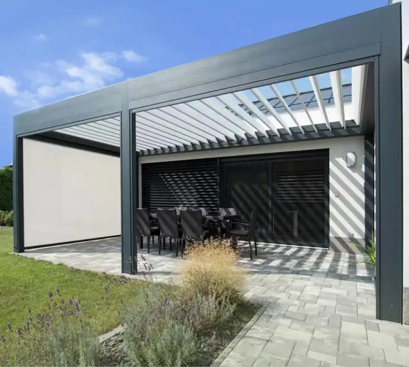 OUTDOOR PAVILION - Adjustable Blinds, Custom Size - Modern Garden Retreat