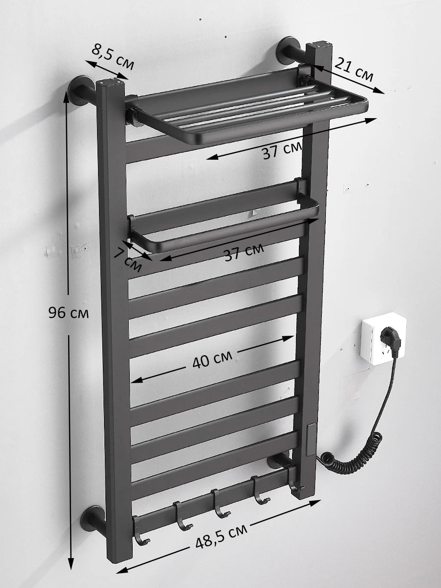 Electric Towel Warmer - Timer & Shelf - Bathroom Comfort