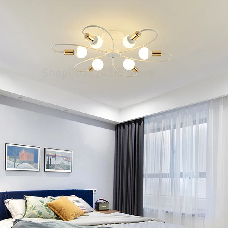 Retro Industrial Pendant Light – 3/6/8 Heads, Black/Gold/White
