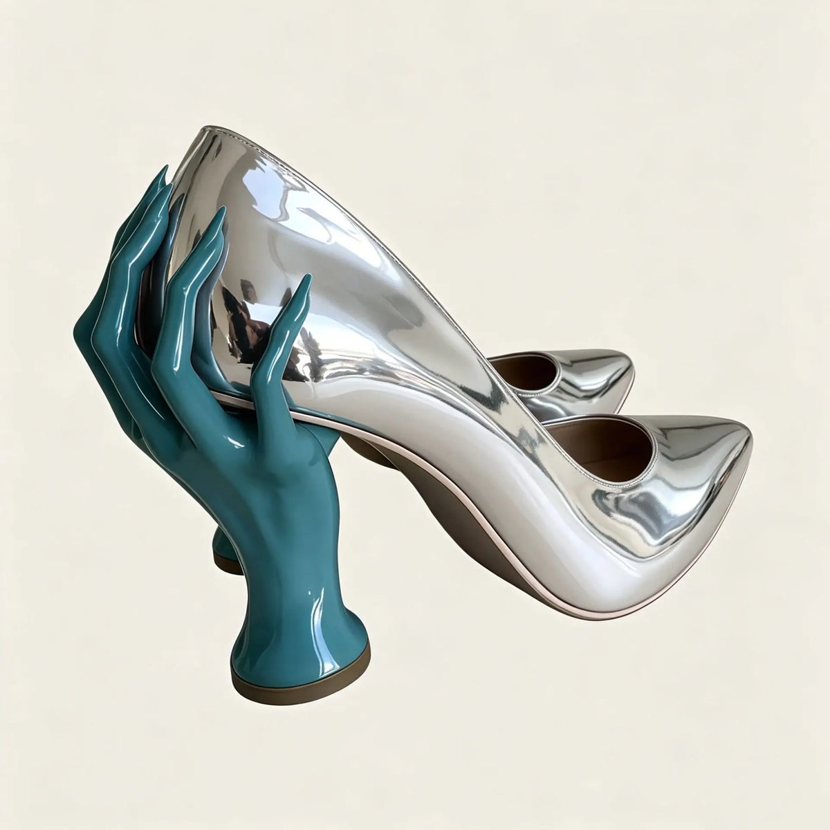 Patent Leather Pumps – Pointed Toe Sculptural Heel Slip-On