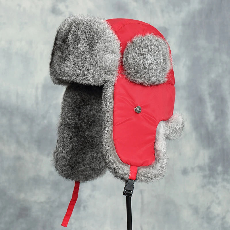 TUNDRA - Real Rabbit Fur Bomber Hat - Unisex, 9 Colors, Sizes 55–62cm