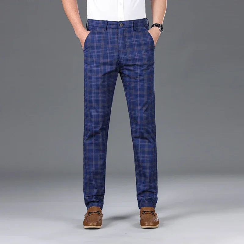 CHECK SLIM - Men's Checkered Slim Straight Business Casual Pants - 6 Colors, W30–38