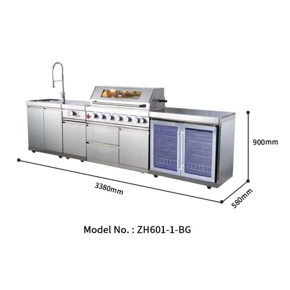 LUXURY OUTDOOR KITCHEN - Stainless Steel, Gas Oven & Sink - Modular BBQ