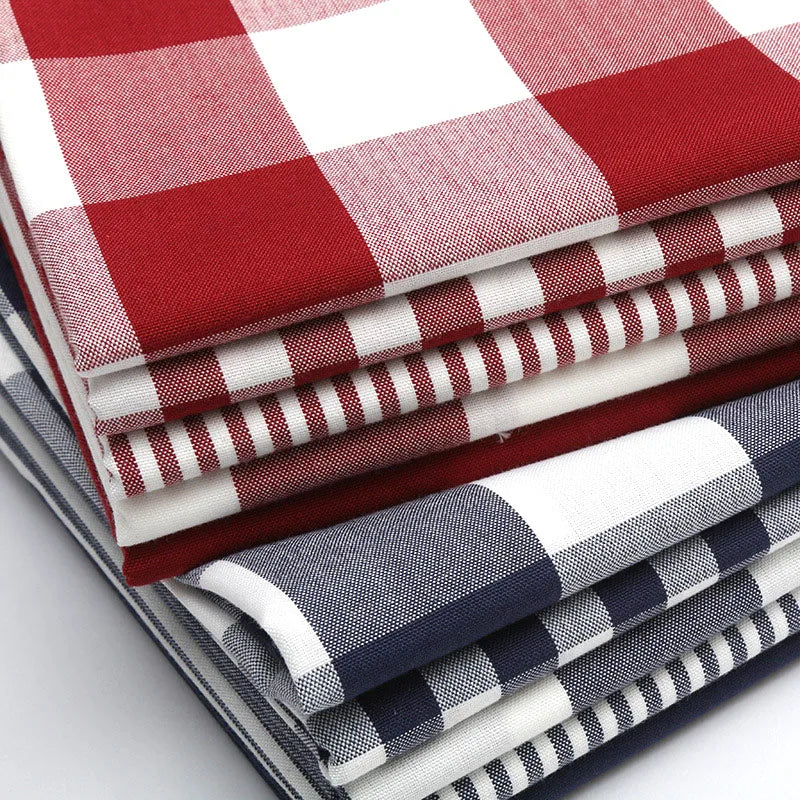 PLAID COTTON LINEN FABRIC - Yarn-Dyed Weave, 26 Colors - Warm Rooms