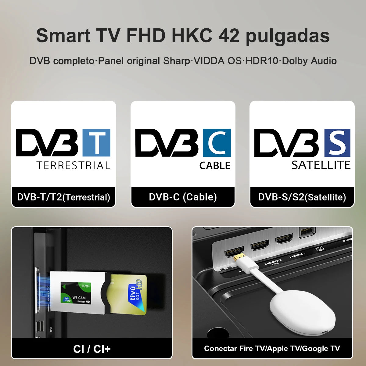 42 Inch FHD Smart TV VIDAA DVB Dolby Audio AirPlay