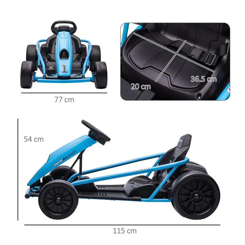 ELECTRIC GO-KART - 8–12 Years, Seat Belt - Kids' Track Fun