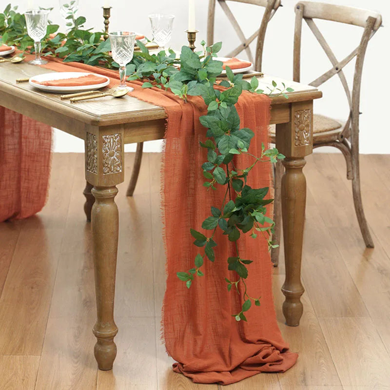 COTTON GAUZE TABLE RUNNER - 23 Colors, 40 & 62cm Wide, Up to 10m - Rustic Tables