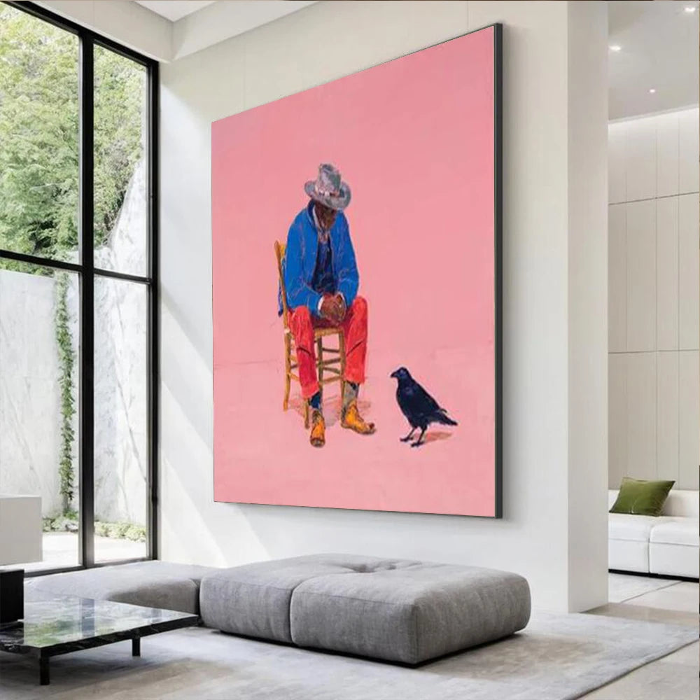 Elderly & Pets Oil Painting - Hand Painted Canvas - Heartfelt Art