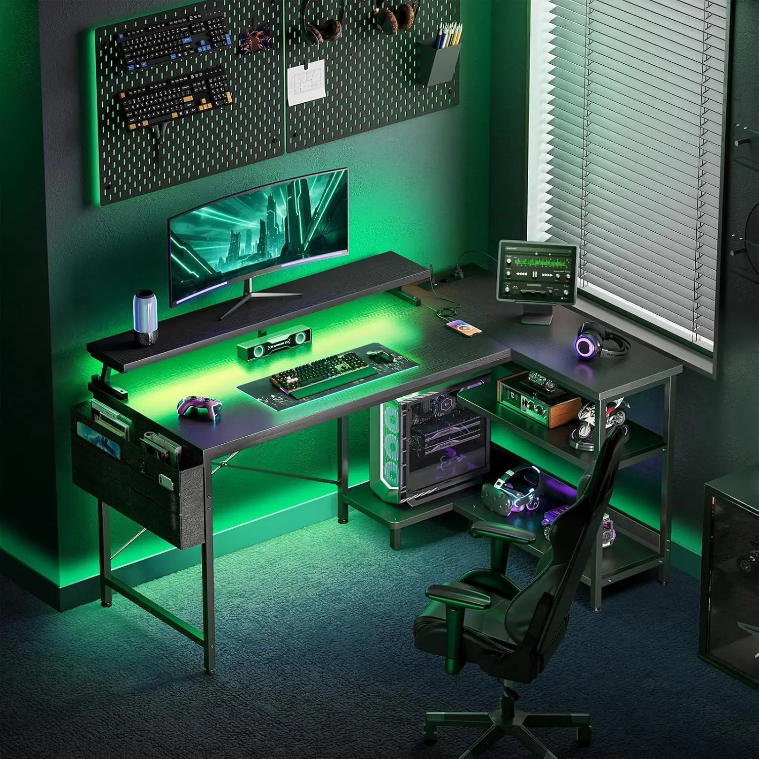 COLESHOME CORNER - L-Shaped Gaming Desk 120x80cm LED - Your Setup Just Got Serious