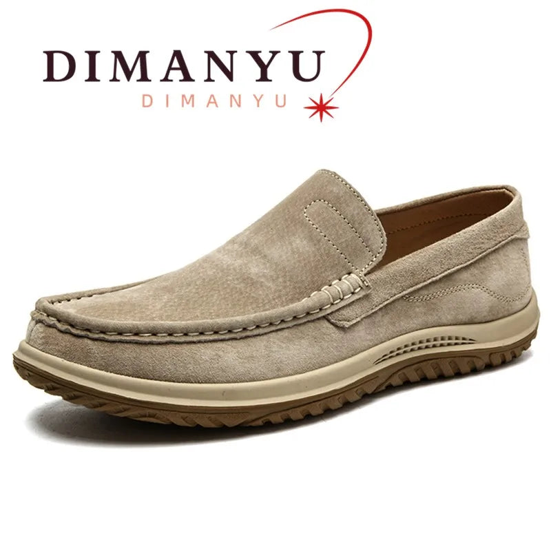 MOCCASIN DRIVE - Men's Genuine Leather Slip-On Loafers - Hand-Stitched Non-Slip Driving & Walking Shoes