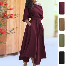 2026Spring new women's clothing Foreign trade European and American dresses Elegant casual loose-fitting plant print long dress