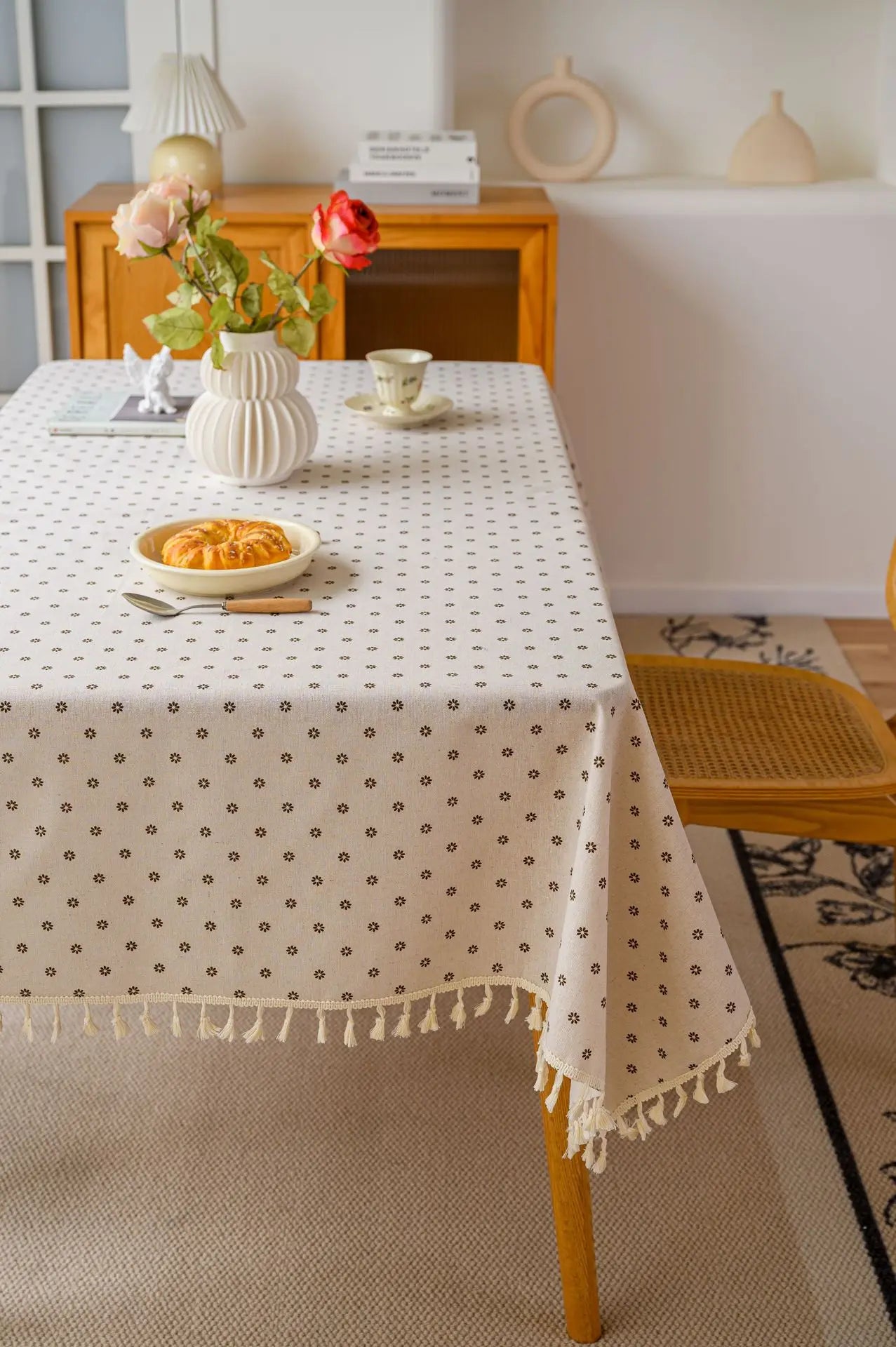 TASSEL TABLECLOTH - Washable Rectangle - Warm Gatherings
