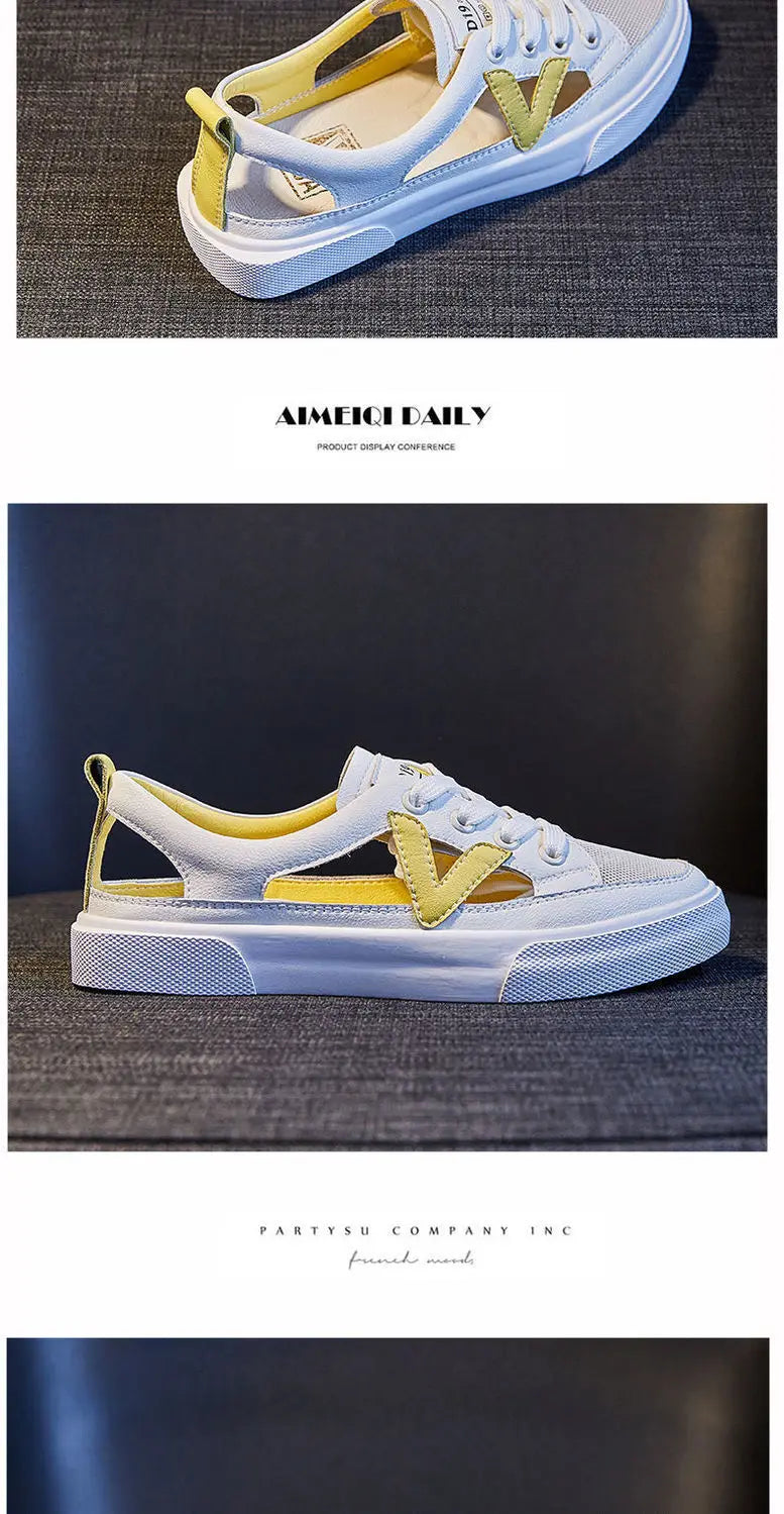 Real Soft Leather Bag Head Sports Sandals Women's Outer Wear New Summer Student All-match Flat Casual White Shoes Woman