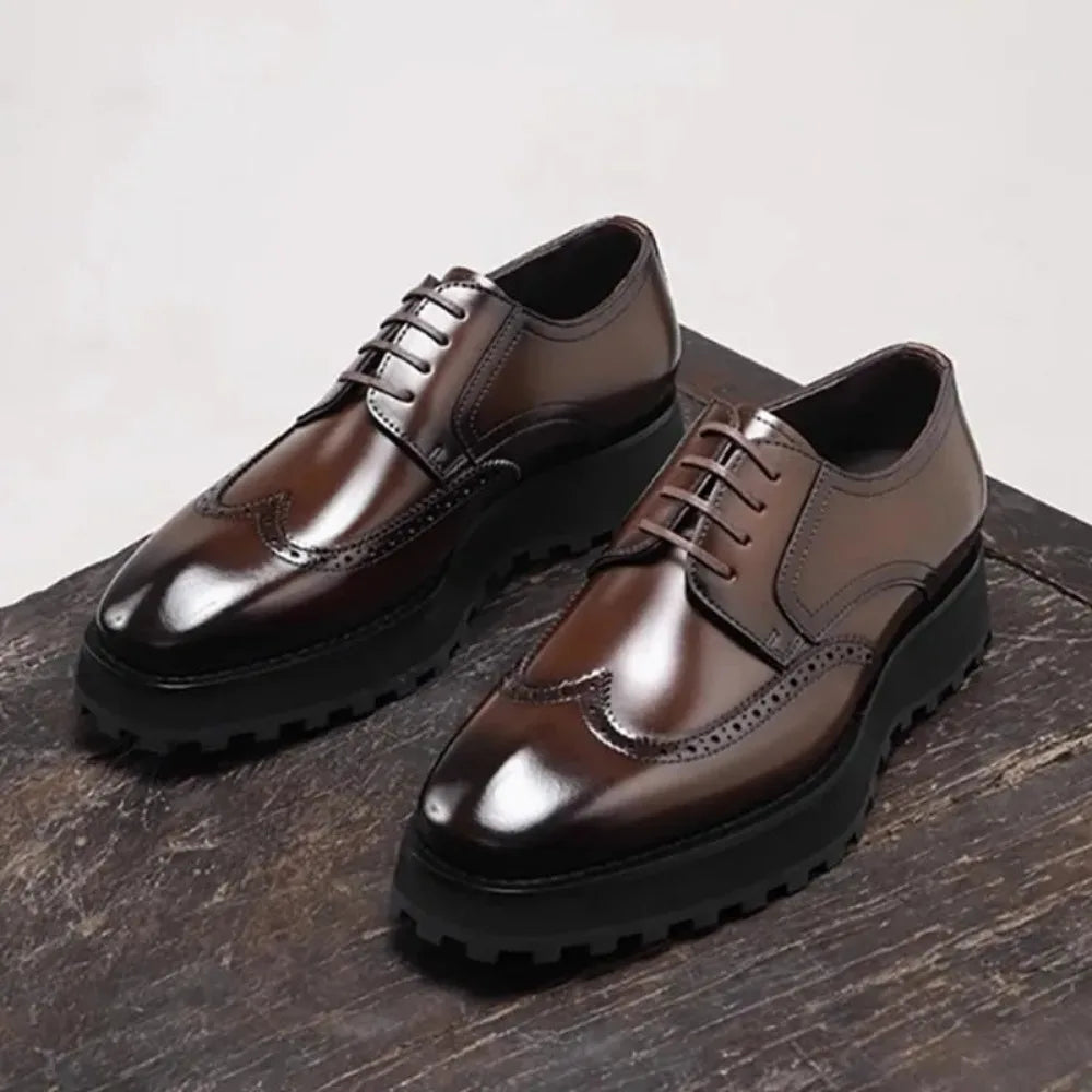 Leather Derby Shoes - brogue detail - formal classic
