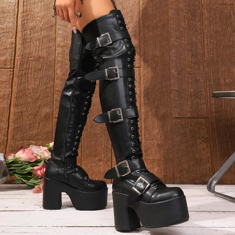 Over-the-Knee Slip-On Boots – Square Heel Skinny