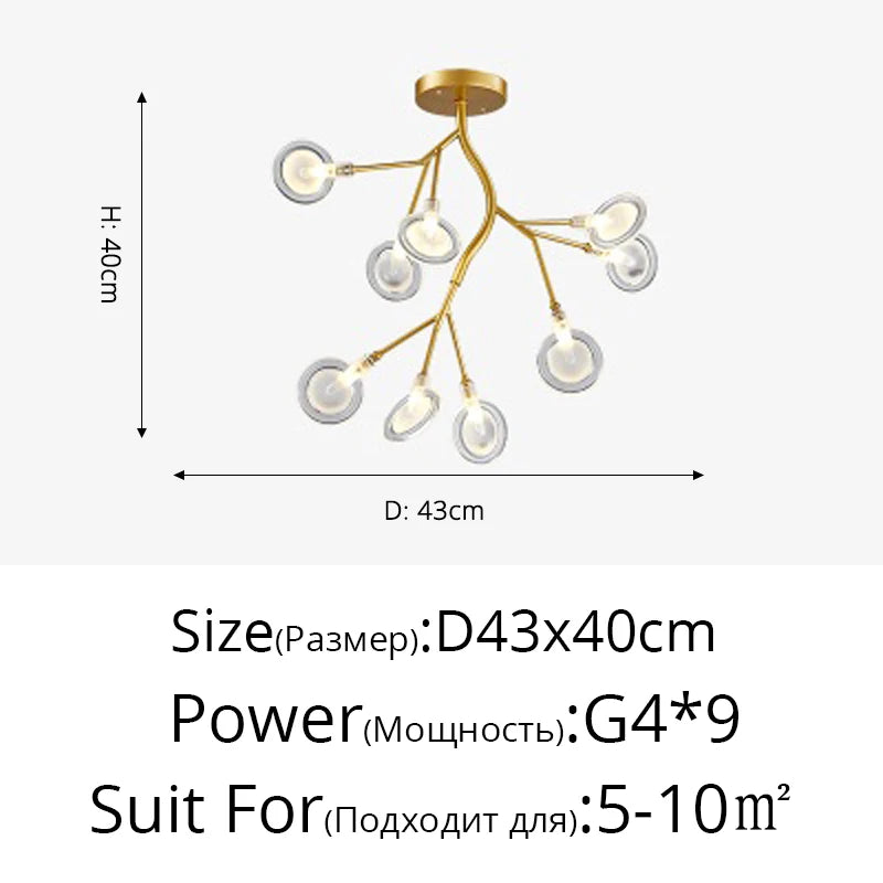 Nordic Firefly LED Chandelier – 9 to 54 Heads, Black or Gold