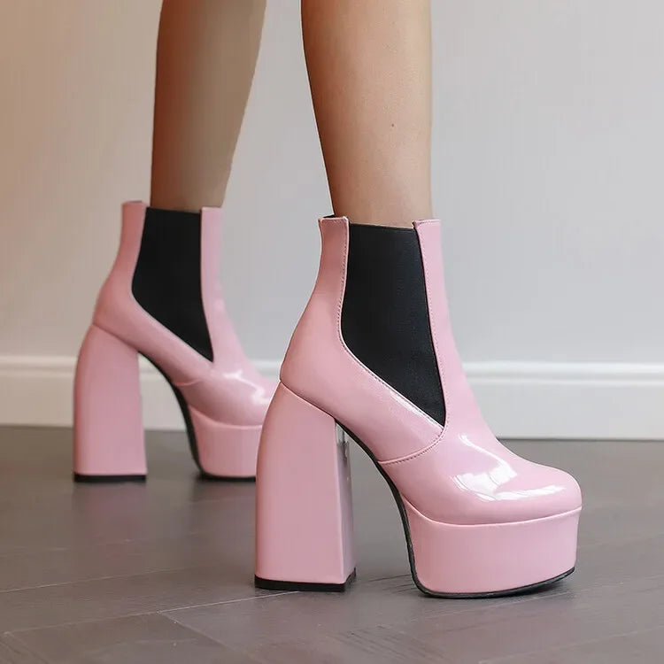 Super High Heel Platform Ankle Boots – Fleece Lined Plus Size