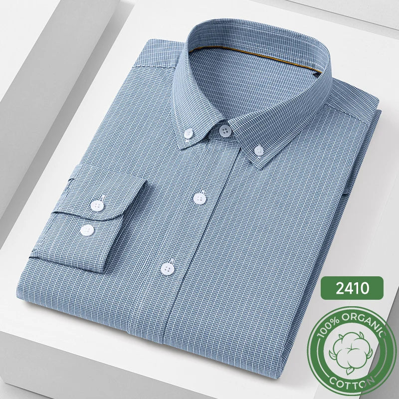 OXFORD CLASSIC - Men's Cotton Plaid Shirt - Slim Fit, Timeless Pattern