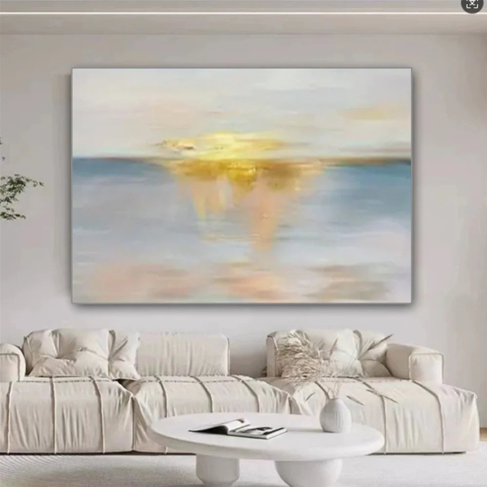 ABSTRACT SEA VIEW OIL PAINTING - Hand-Painted - Unframed Canvas