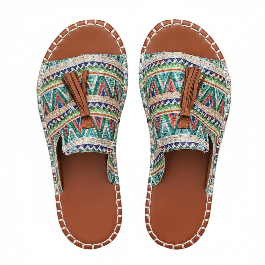 Flat Slippers for Women Wearing Outside, 2026 Summer New European and American Tassel Women's Beach Sandals Summer Outfits Women