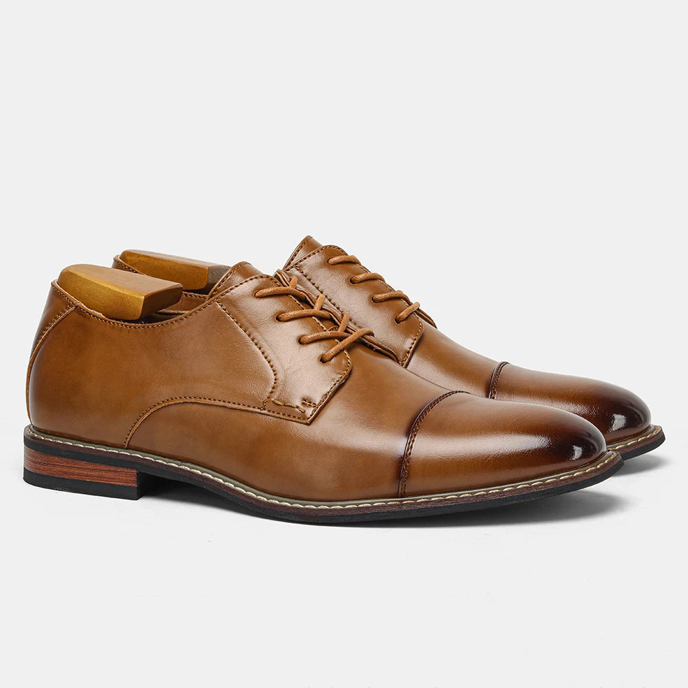 Men's Derby Dress Shoes - Fashion Lace-Up Round Toe Formal Shoes
