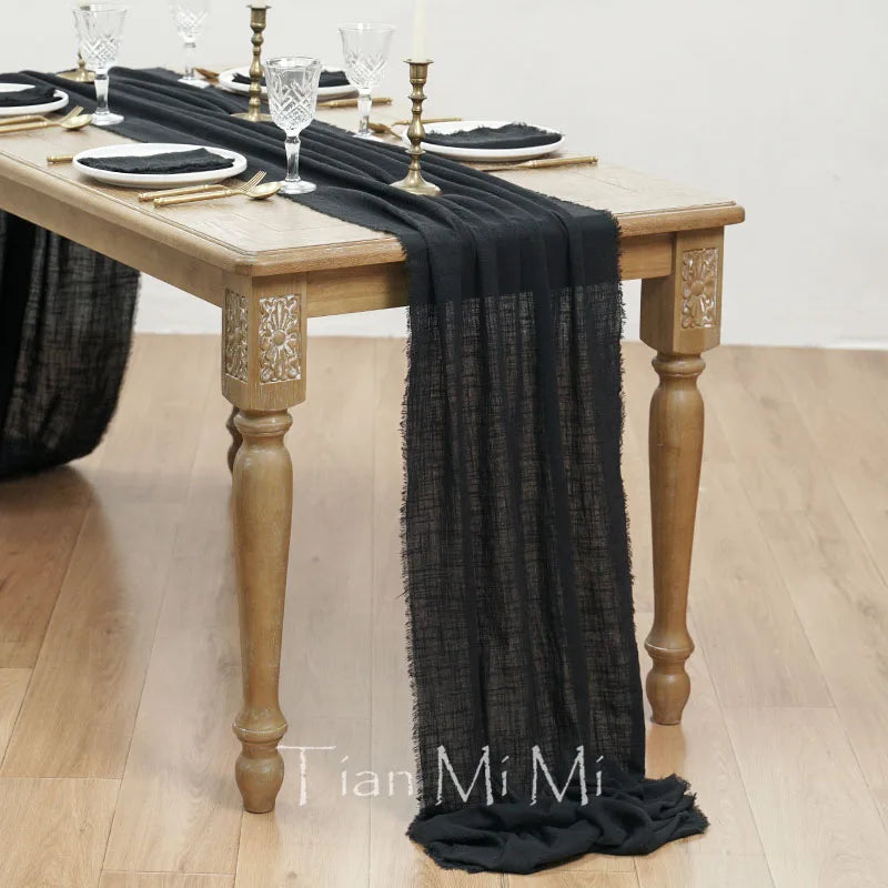 COTTON GAUZE TABLE RUNNER - 23 Colors, 40 & 62cm Wide, Up to 10m - Rustic Tables