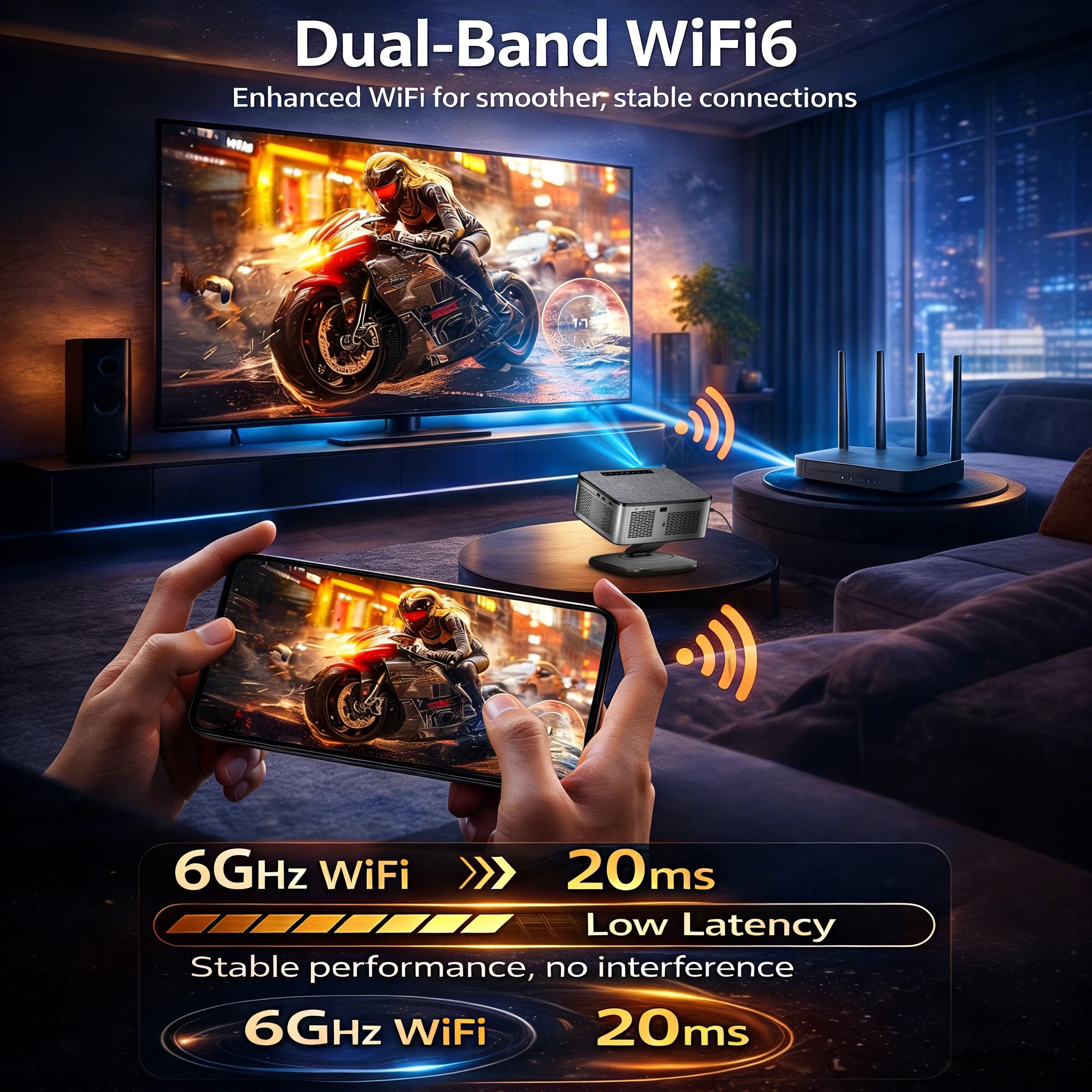 4K Home Cinema Projector Google TV 360° Rotation BT5.4