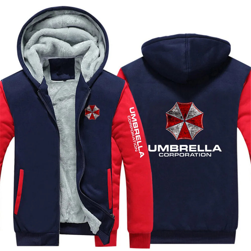2025 Leisure Versatile Hoodies Autumn And Winter Men's Popular Jacket Umbrella Corporation Graphic Logo Print Fleece Warm Coat