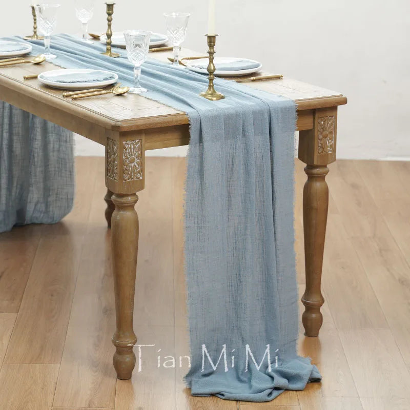 COTTON GAUZE TABLE RUNNER - 23 Colors, 40 & 62cm Wide, Up to 10m - Rustic Tables