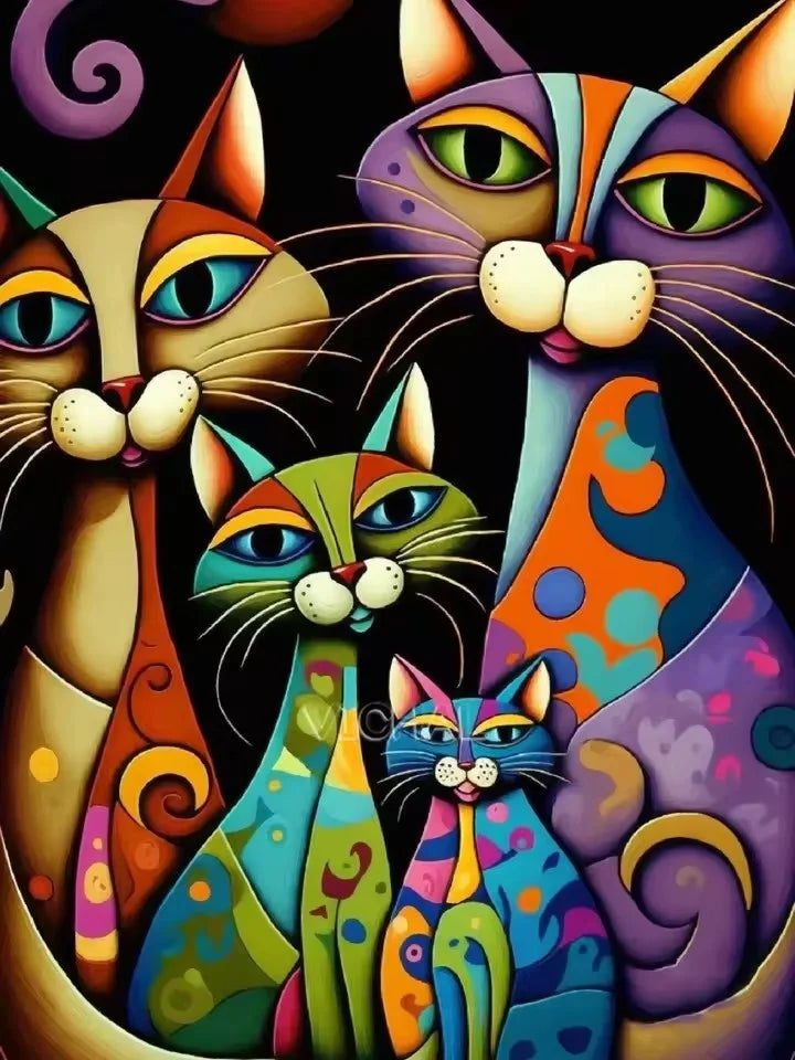 Colorful Cat Canvas Print - Frameless Rainbow - Playful Pop