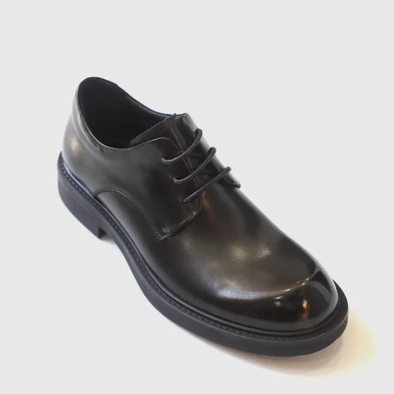 Men's British Casual Dress Shoes - Round Toe Lace-Up PU Leather Business
