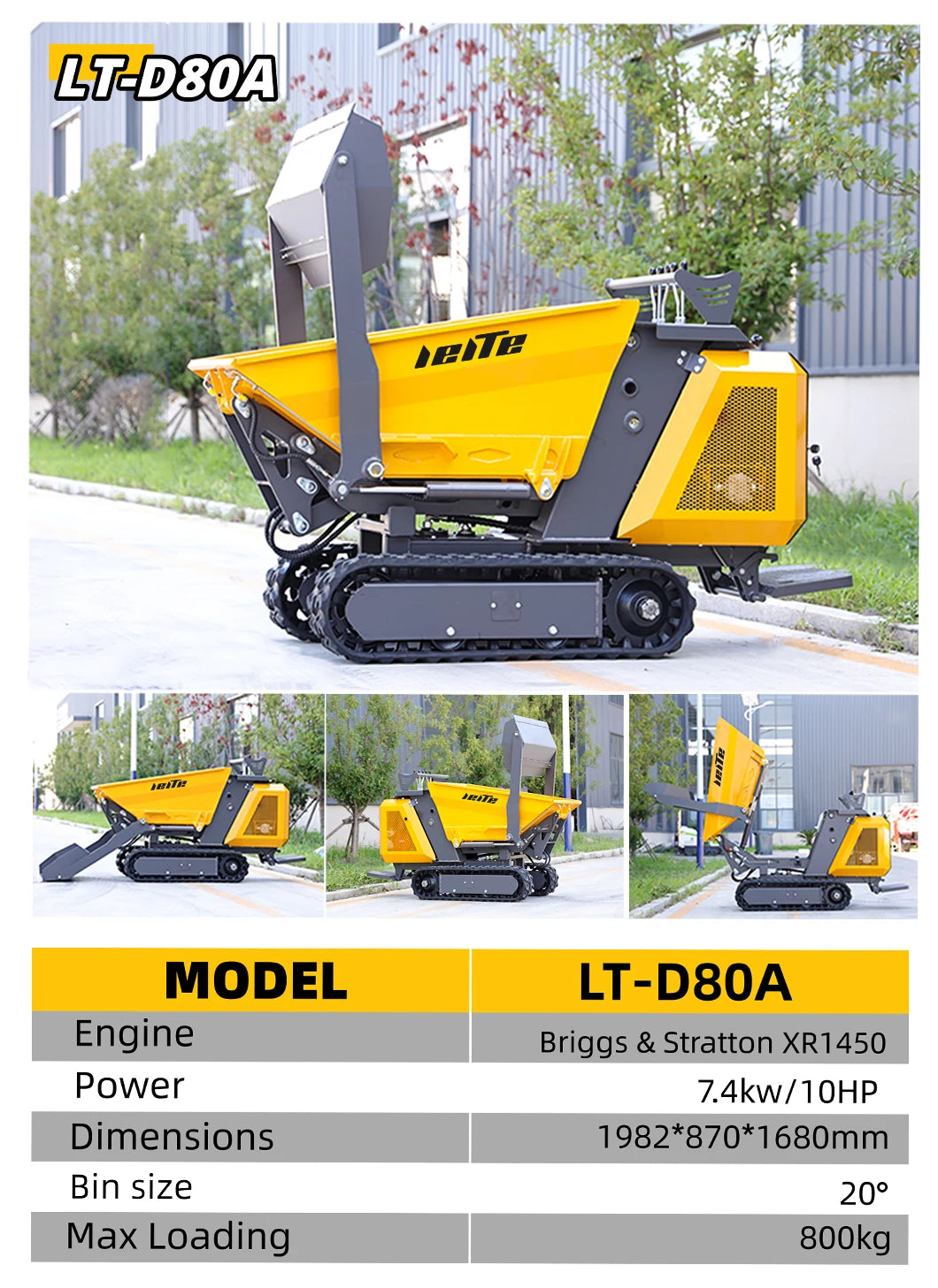 LEITE Mini Tracked Dumper - 800 kg - LT 800KG