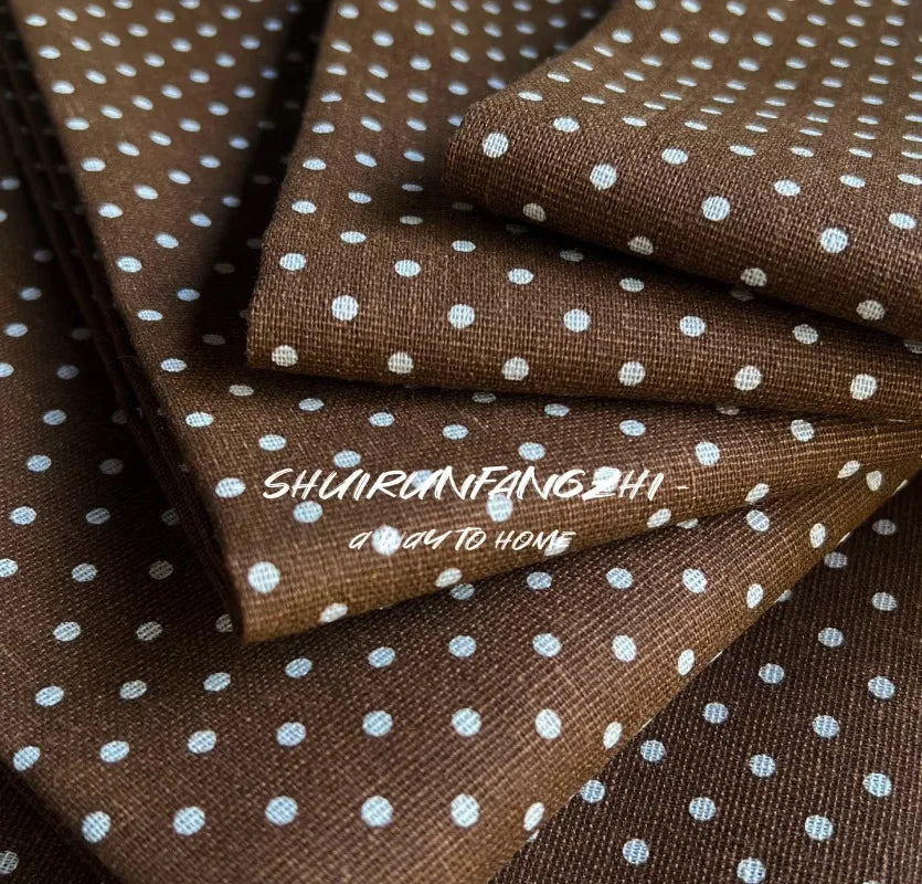 Polka Dot Cotton Linen Fabric Coarse Burlap Texture Rustic for Sofa Curtain Tablecloth Pillow DIY Sewing Accessories