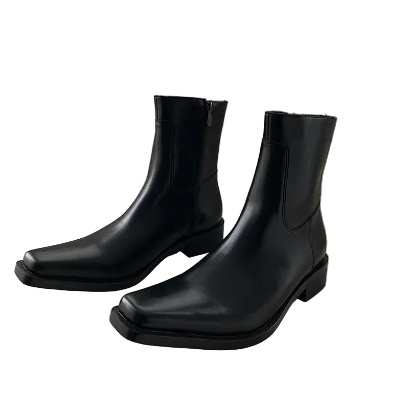 Unisex Chelsea Ankle Boots - Pointed Toe Side Zip Waterproof Low Heel