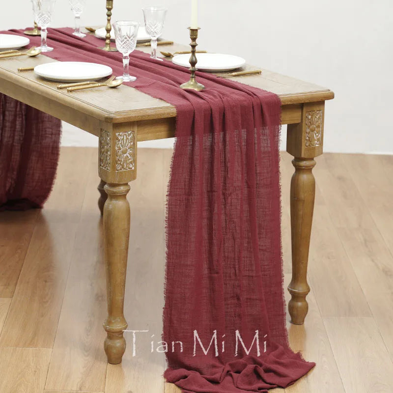 COTTON GAUZE TABLE RUNNER - 23 Colors, 40 & 62cm Wide, Up to 10m - Rustic Tables
