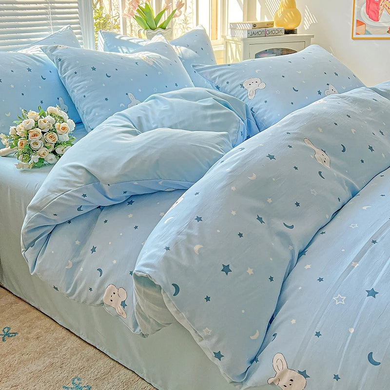 FLORAL DOUBLE YARN DUVET COVER - Washed Polyester, 14 Patterns - Soft Nights