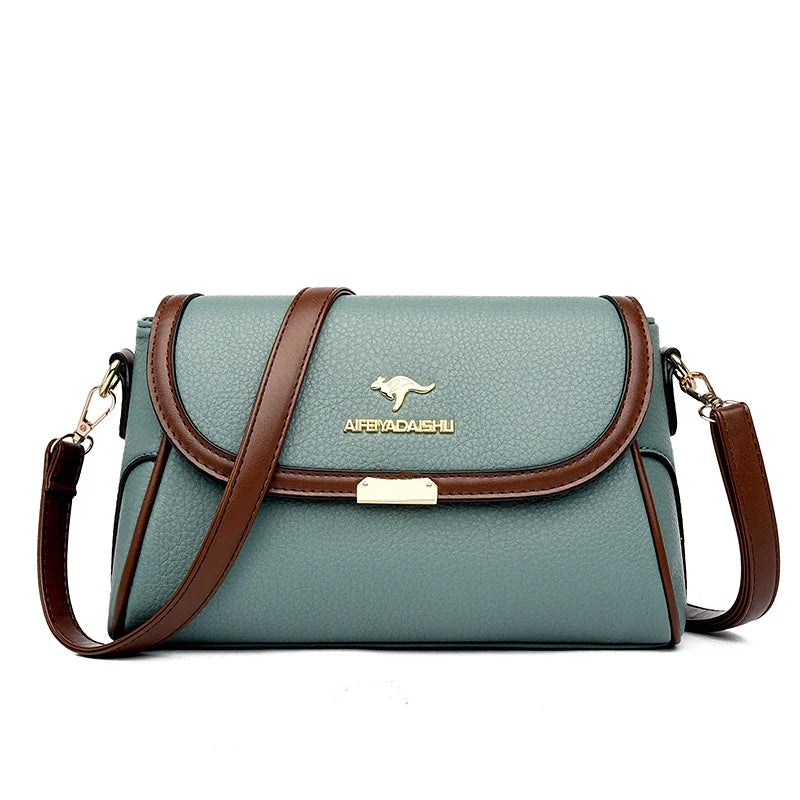 Elegant Small Crossbody Bag - Cream & Brown Messenger