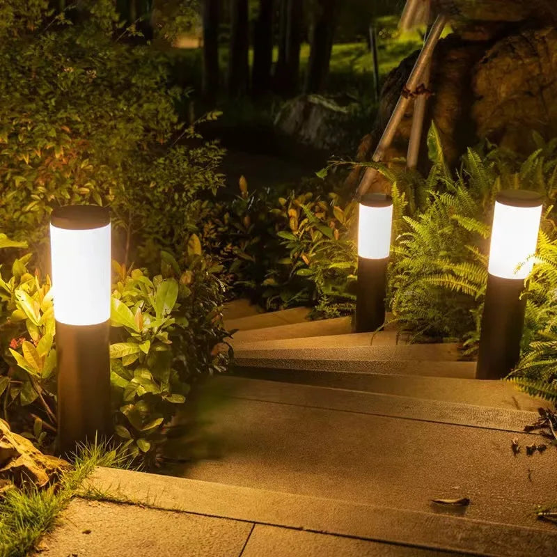 SOLAR PATHWAY LIGHTS - Stainless Steel, Auto On/Off - Daylight Garden Glow