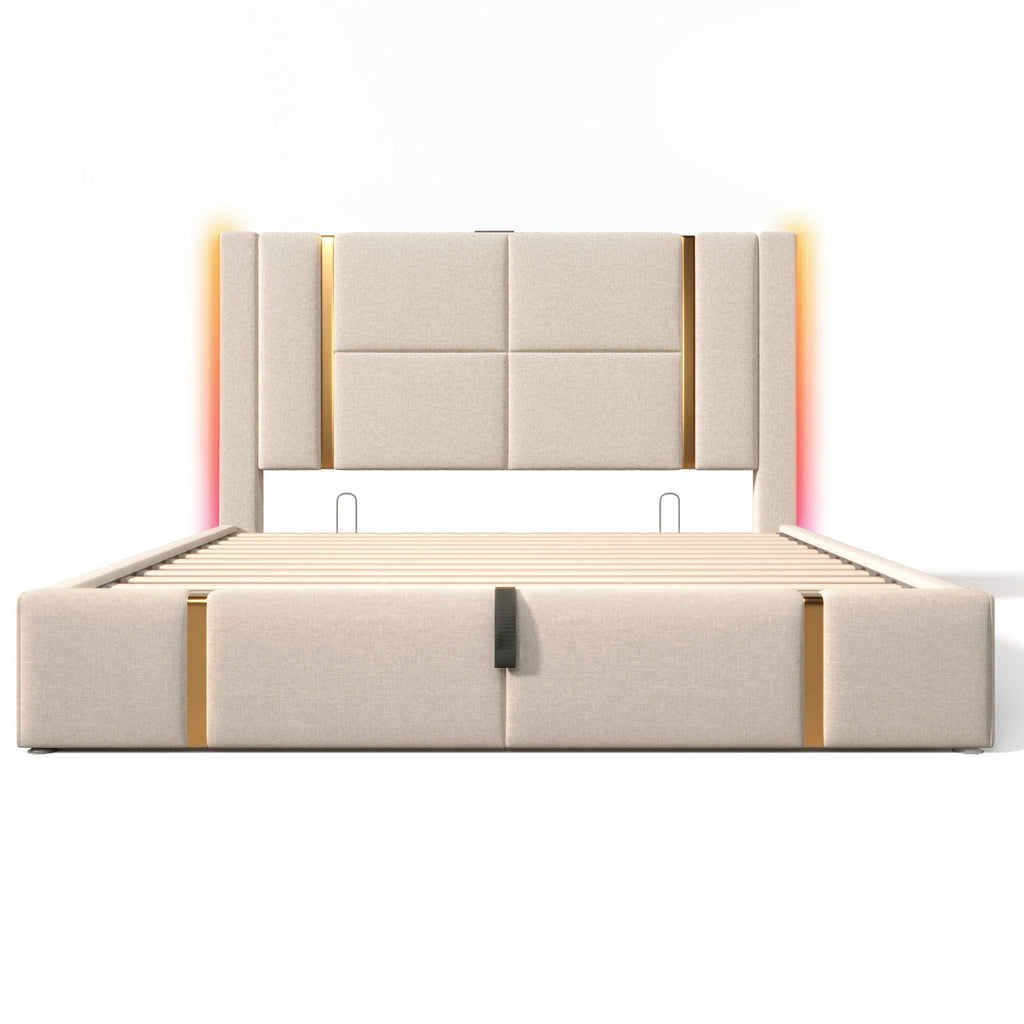 PLATFORM BED WITH STORAGE - Hydraulic Lift, Channel Headboard - Easy Nights