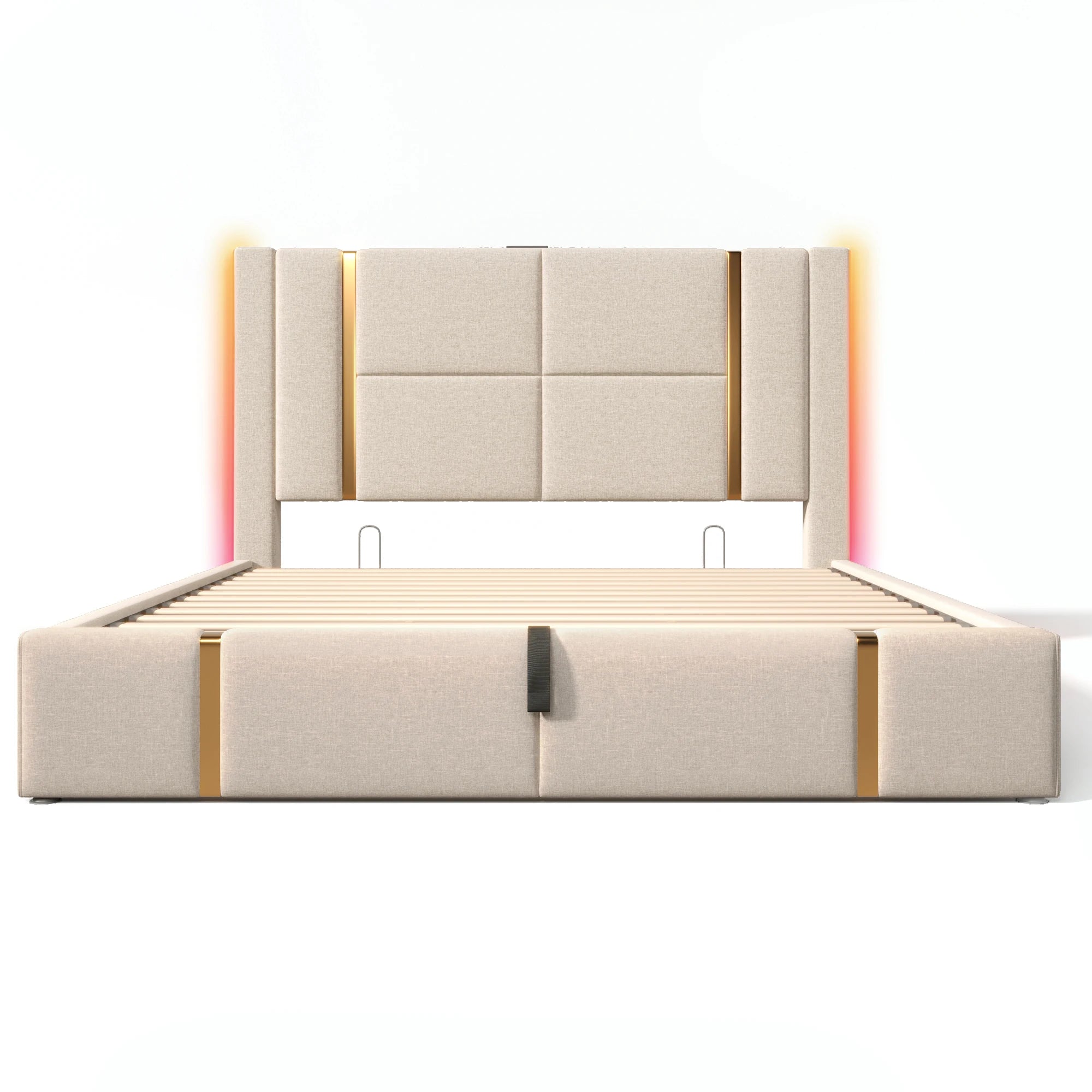 PLATFORM BED WITH STORAGE - Hydraulic Lift, Channel Headboard - Easy Nights