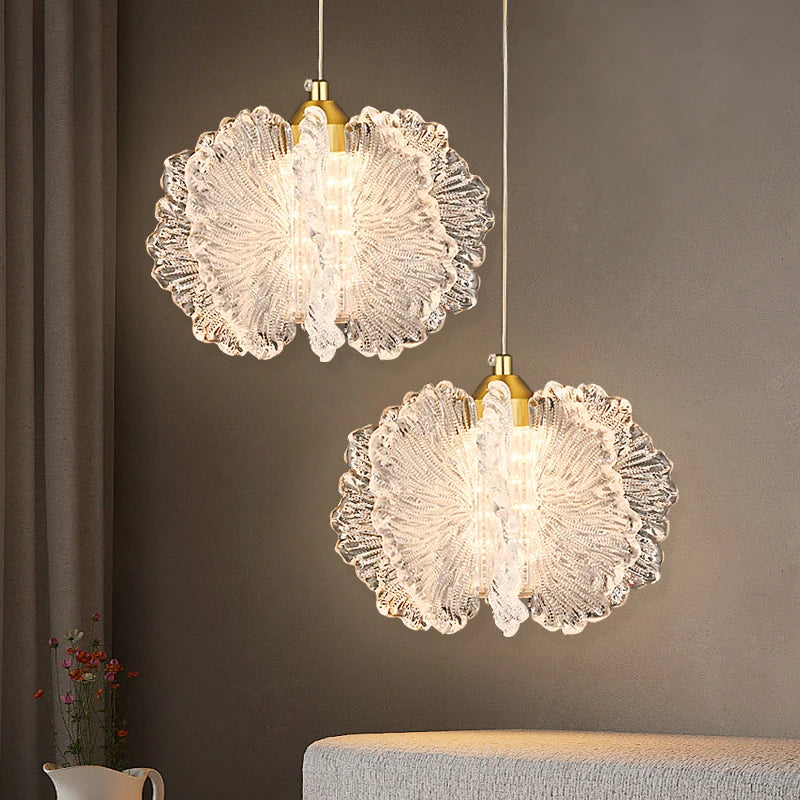 Acrylic Flower Pendant Light – French Cream, 1/2/3 Heads